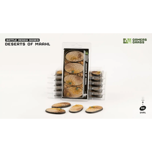 Gamers Grass Battle Ready Bases - Deserts of Maahl Oval 60mm (x4) - Loaded Dice