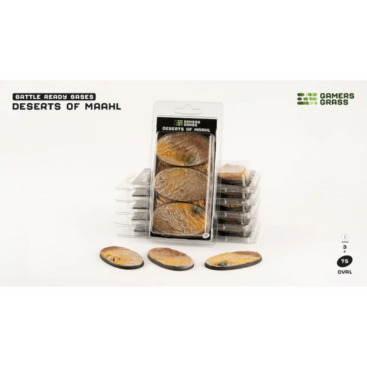 Gamers Grass Battle Ready Bases - Deserts of Maahl Oval 75mm (x3) - Loaded Dice