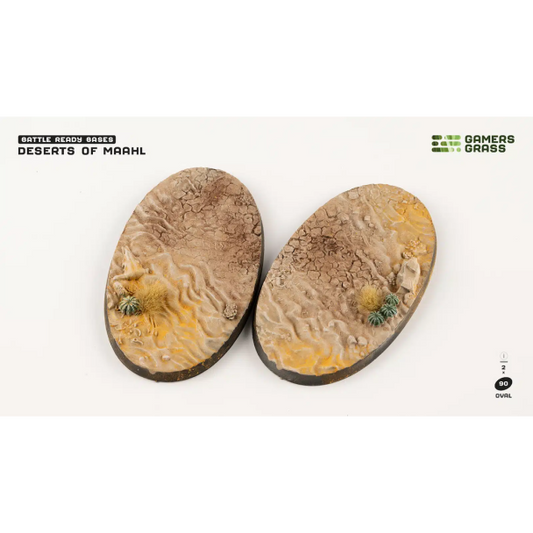 Gamers Grass Battle Ready Bases - Deserts of Maahl Oval 90mm (x2) - Loaded Dice