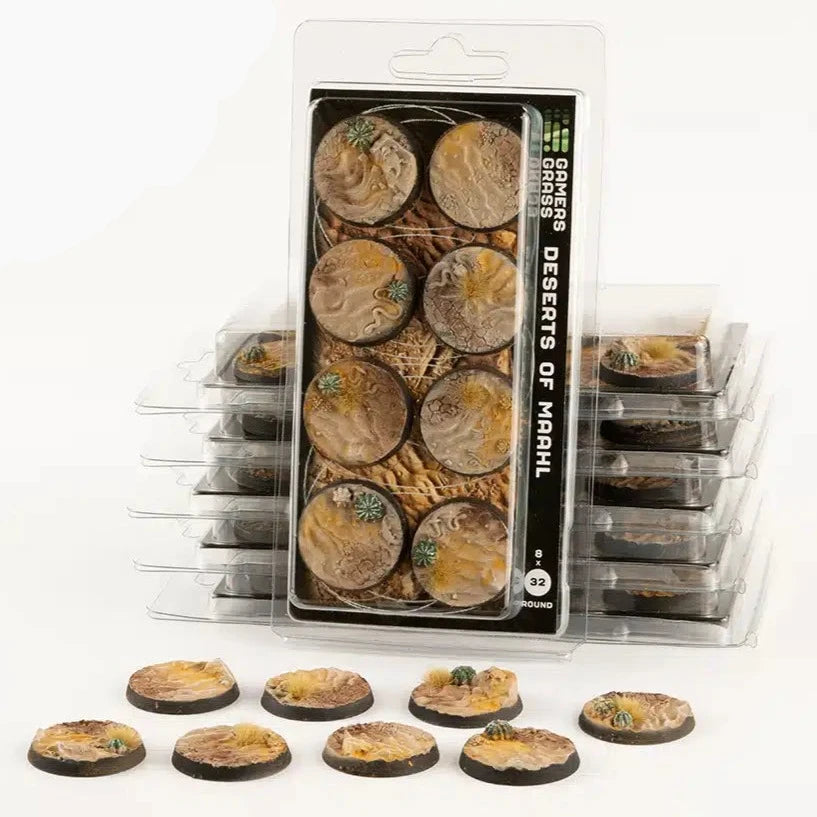 Gamers Grass Battle Ready Bases Deserts of Maahl Round 32mm (x8) - Loaded Dice