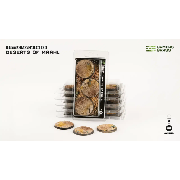 Gamers Grass Battle Ready Bases - Deserts of Maahl Round 50mm (x3) - Loaded Dice