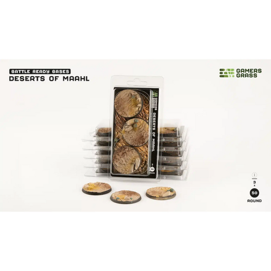 Gamers Grass Battle Ready Bases - Deserts of Maahl Round 50mm (x3) - Loaded Dice