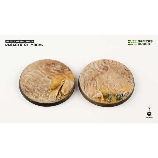 Gamers Grass Battle Ready Bases - Deserts of Maahl Round 60mm (x2) - Loaded Dice