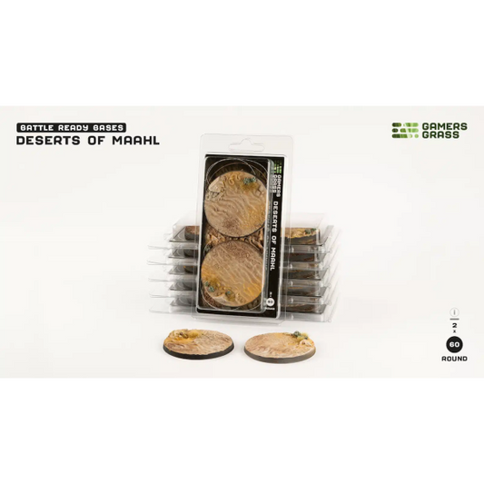 Gamers Grass Battle Ready Bases - Deserts of Maahl Round 60mm (x2) - Loaded Dice