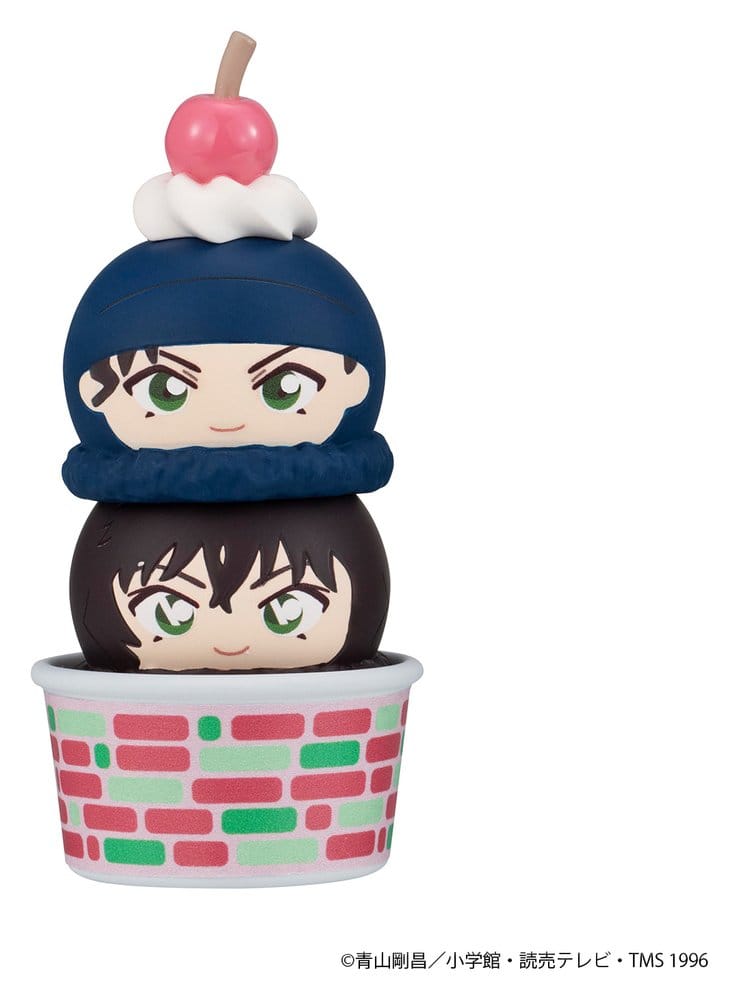 Tsumichen stack with knit-capped character on top, Detective Conan, pink cup