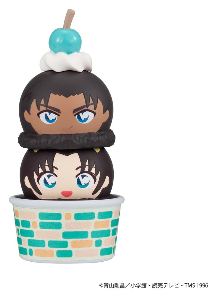 Detective Conan Tsumichen stack with dark-skinned character on top, green cup