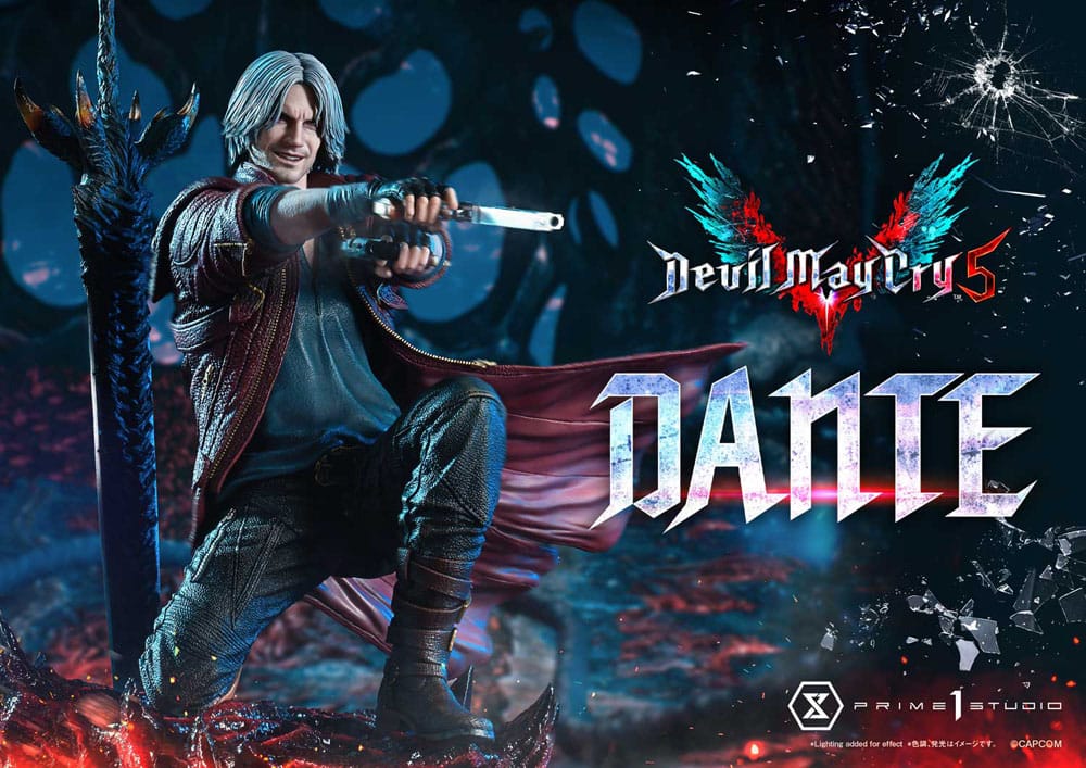 Devil May Cry 5 Dante Concept Masterline statue promotional banner, Prime 1 Studio
