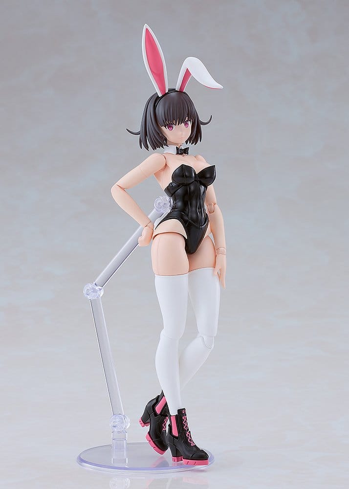 Plamatea Kerry Bunny Ver. built kit standing on articulated stand, hand on hip