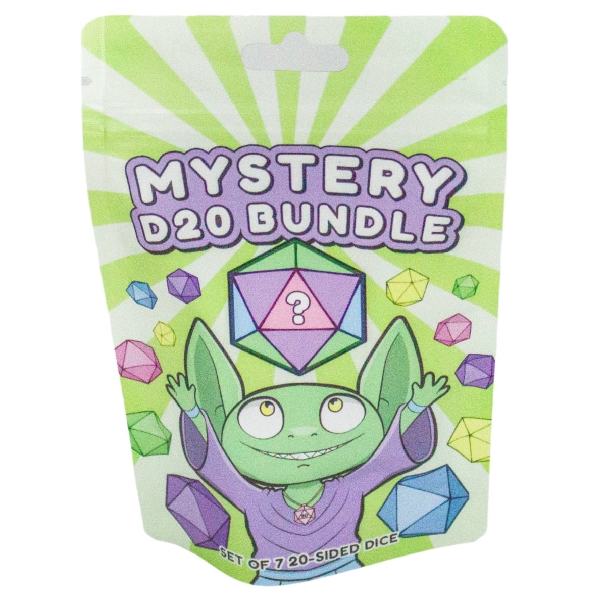 Dice Goblin Mystery D20 Bundle bag, set of seven 20-sided dice