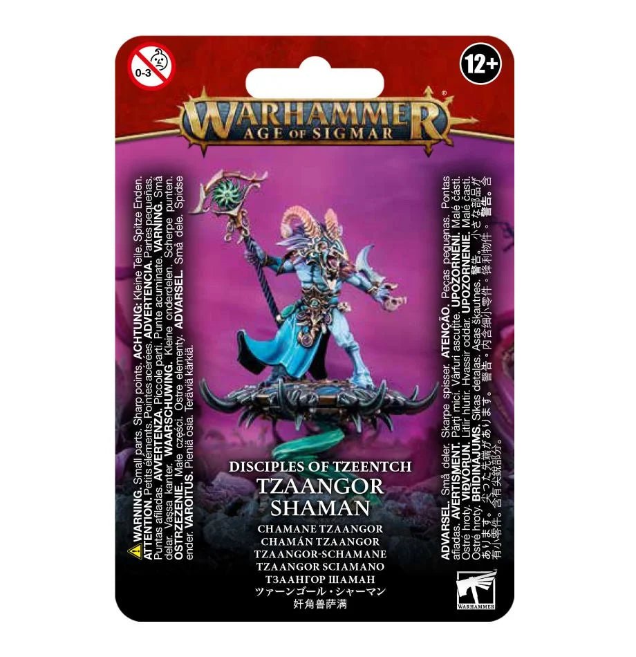 Warhammer Age of Sigmar Disciples of Tzeentch Tzaangor Shaman in its blister packaging