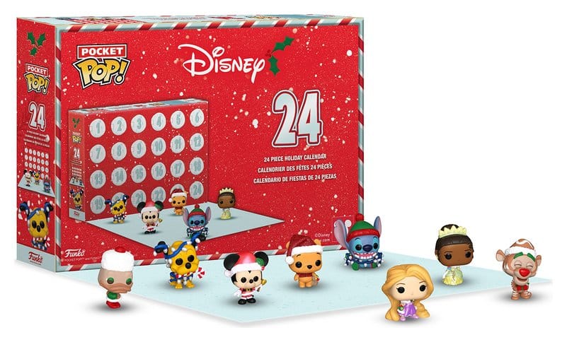 Funko Disney Pocket POP! advent calendar with open doors and mini figures lined up in front