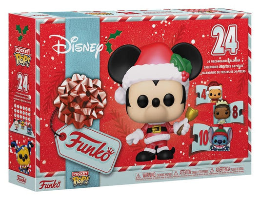 Funko Disney Pocket POP! 24 day advent calendar box with Santa Mickey Mouse on the front