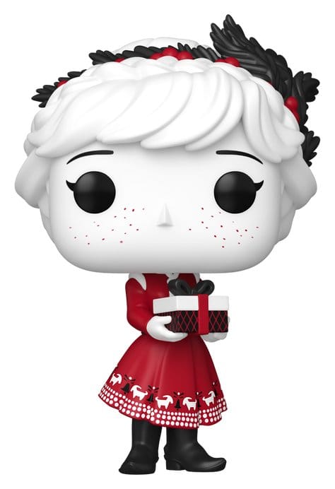 Funko Pop! Disney Frozen holiday Anna vinyl figure in red dress holding a present