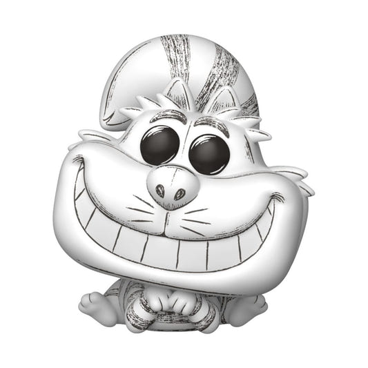 Disney Sketched Cheshire Cat Funko Pop! vinyl figure with wide grin in a black and white sketch style