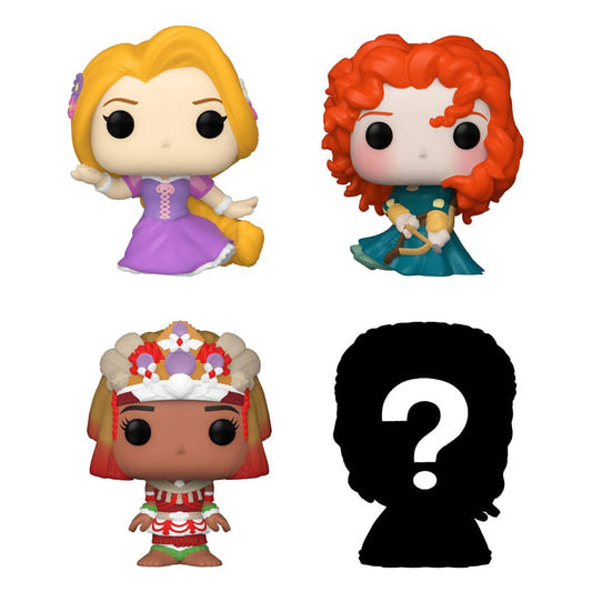 Funko Bitty Pop! Disney Princesses Rapunzel, Merida, Moana and mystery figure silhouette