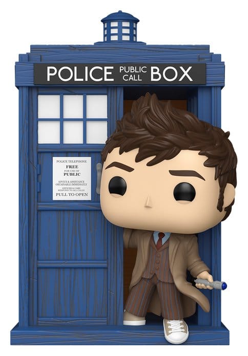 Funko Pop! Rides Deluxe Tenth Doctor stepping out of the blue TARDIS police box, Doctor Who