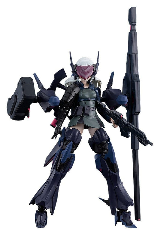 Plamatea Dolls Nest Armored Soldier kit fully armoured with rifle and railgun, front view on white
