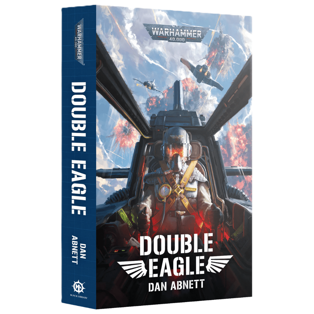 Double Eagle paperback by Dan Abnett, Warhammer 40,000 novel cover showing a pilot in a fighter cockpit