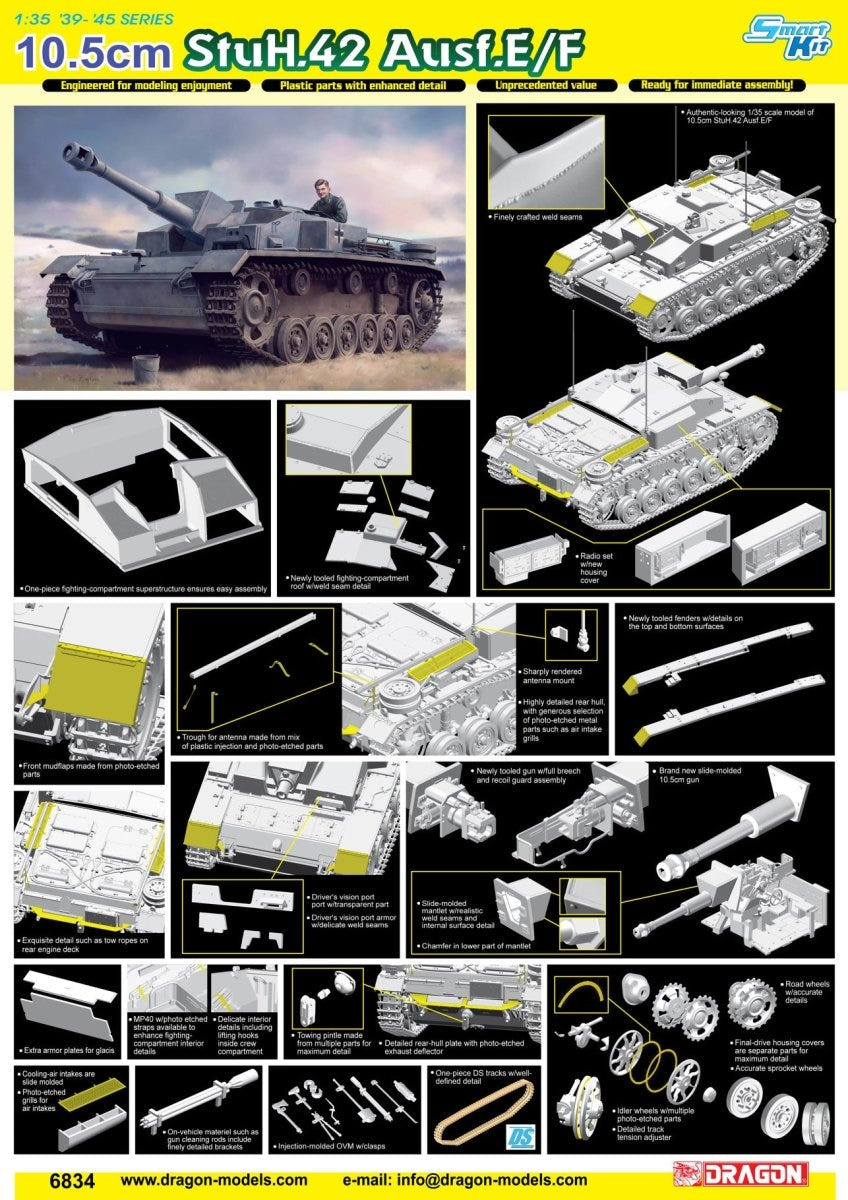 Dragon 1:35 10.5cm StuH.42 Ausf.E/F (Smart Kit) - D6834
