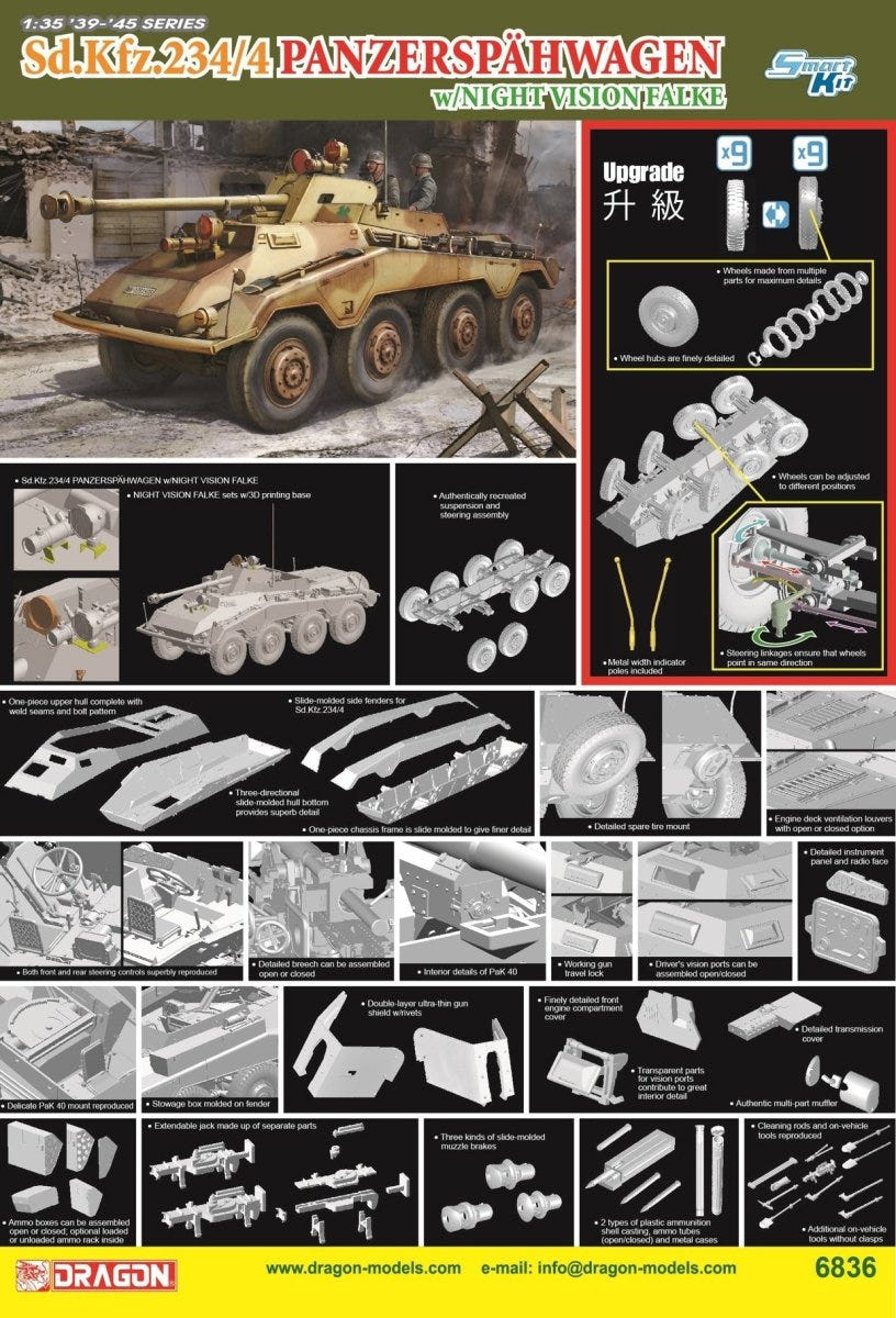 Dragon 1:35 Sd.Kfz.234/4 Panzerspähwagen w/Night Vision Falke - D6836