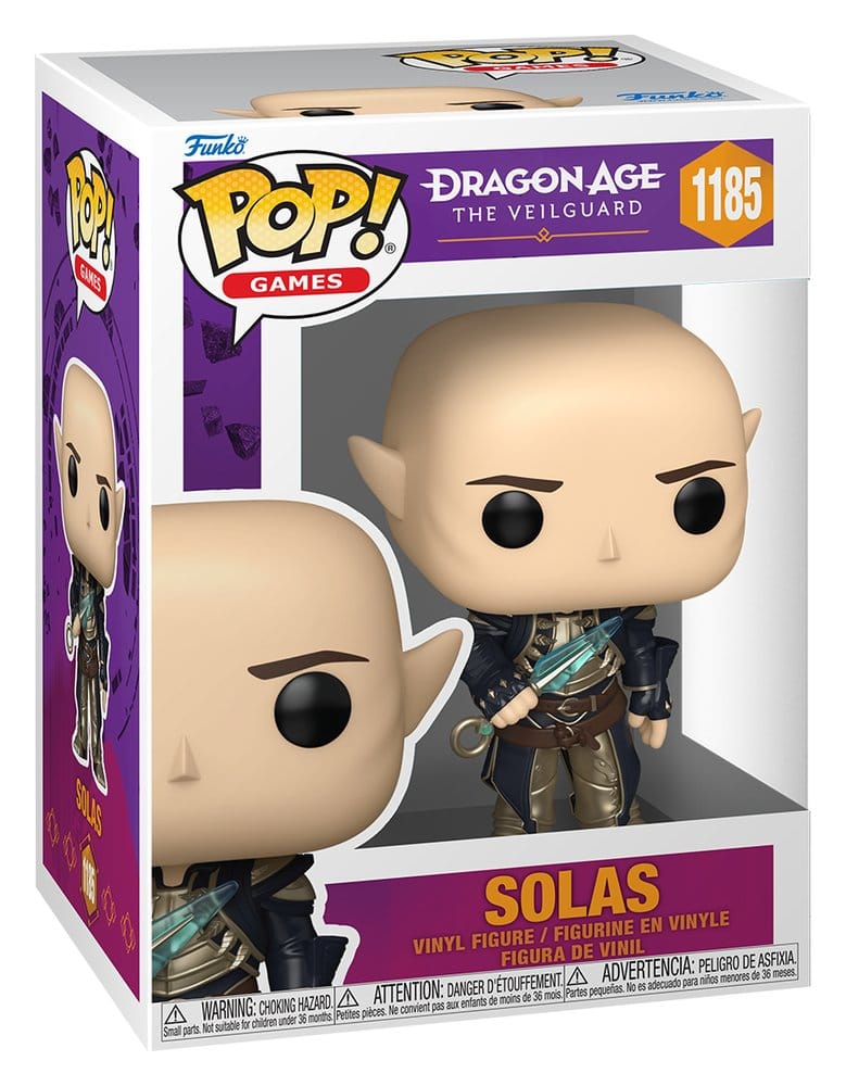 Dragon Age: The Veilguard Funko POP! Games 1185 Solas vinyl figure shown in its window display box