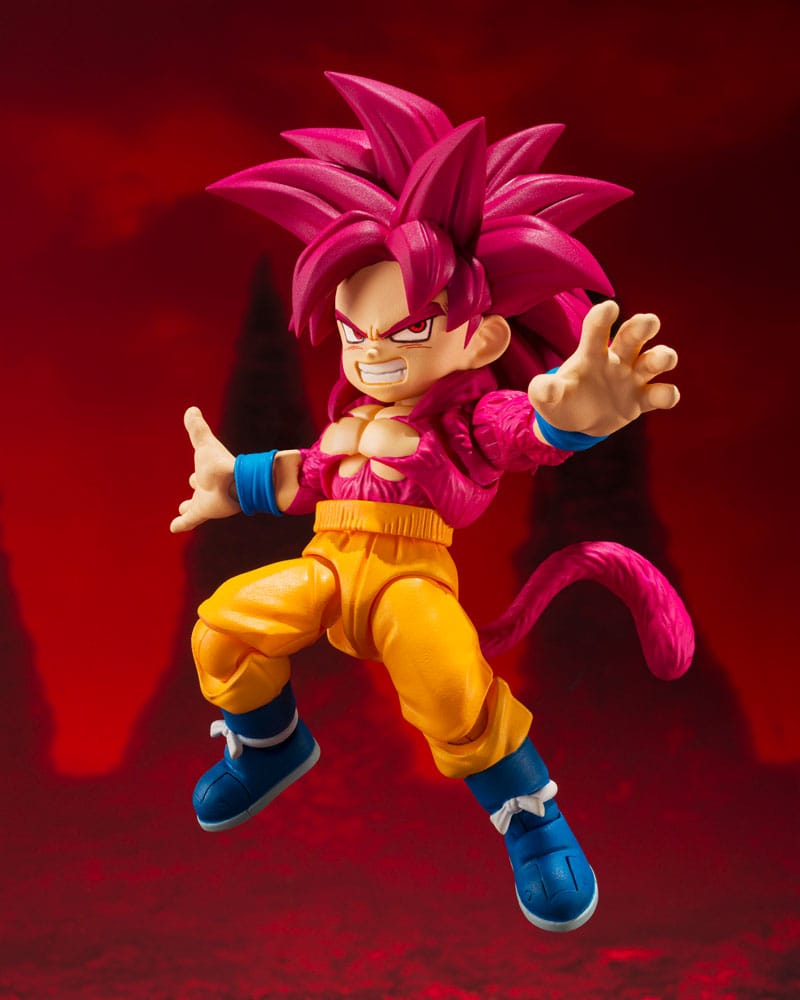 Dragon Ball Daima S.H.Figuarts Super Saiyan 4 Son Goku (Mini) figure, battle-ready pose, front view