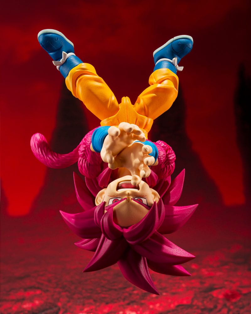 Dragon Ball Daima S.H.Figuarts Super Saiyan 4 Son Goku (Mini) figure, upside-down handstand pose