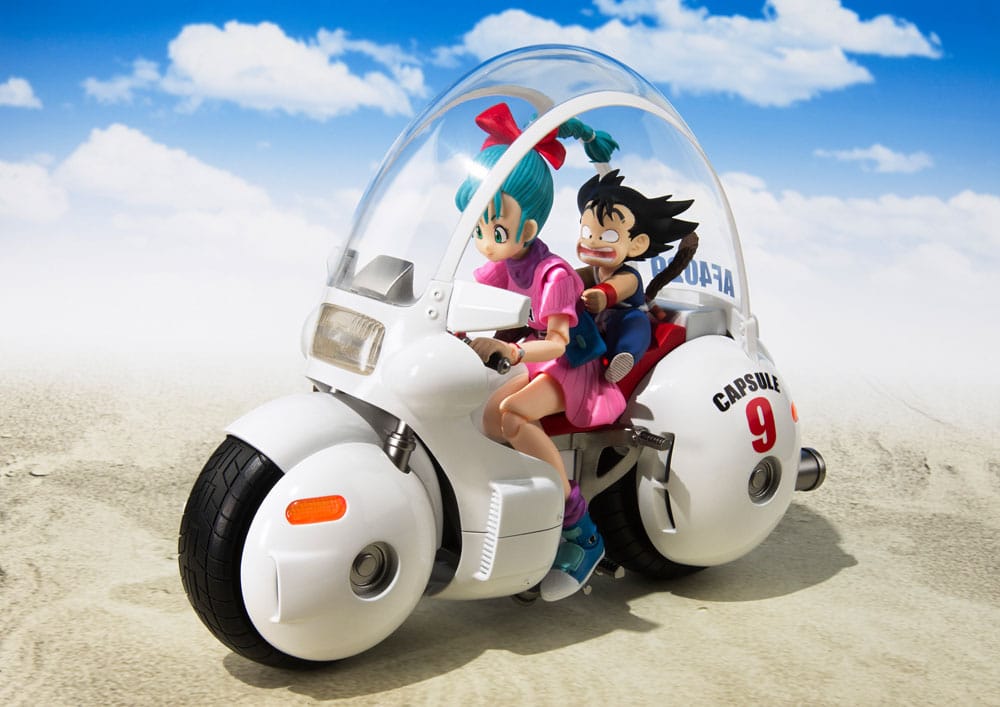 Dragon Ball S.H.Figuarts Bulma's Motorcycle Hoipoi Capsule No. 9, Bulma and young Goku riding, front view