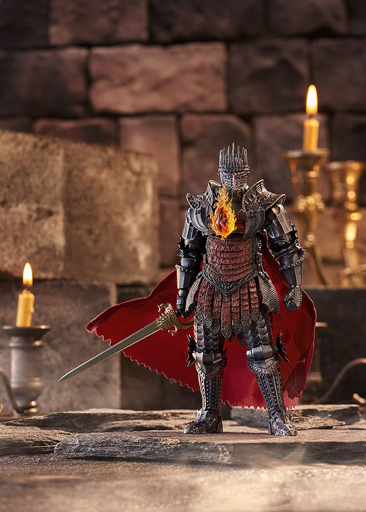 figma Arisen standing with sword among candlelit stone ruins, Dragon's Dogma 2