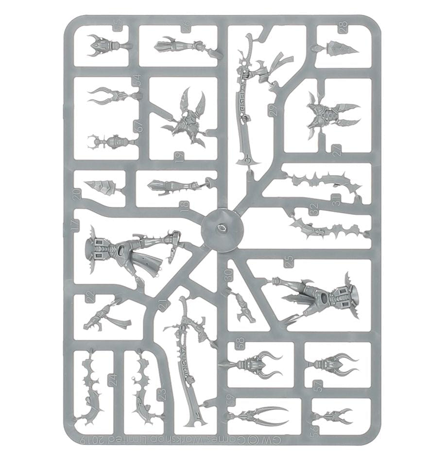 Drukhari Incubi unpainted Games Workshop plastic sprue, frame 2 of 3