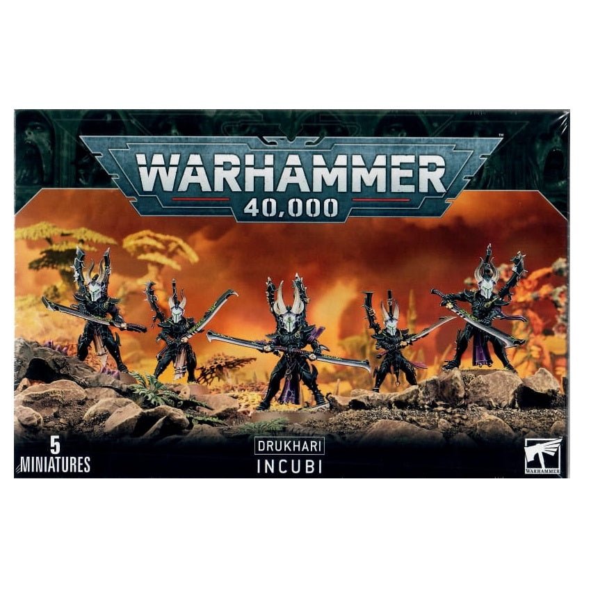 Games Workshop Warhammer 40,000 Drukhari Incubi box front showing five warriors