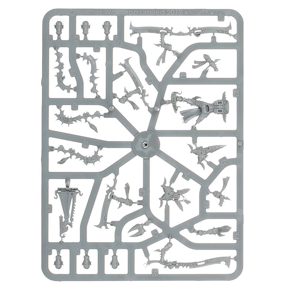 Drukhari Incubi unpainted Games Workshop plastic sprue, frame 3 of 3