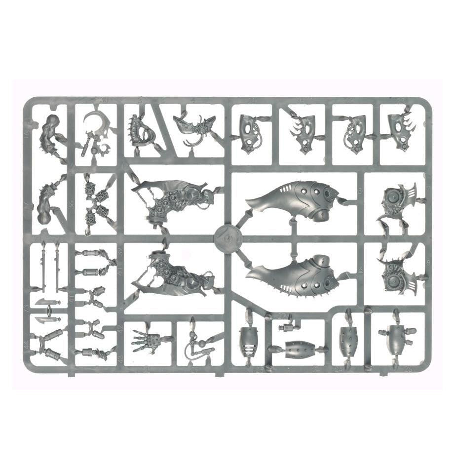 Drukhari Talos unpainted plastic sprue, frame 1 of 3