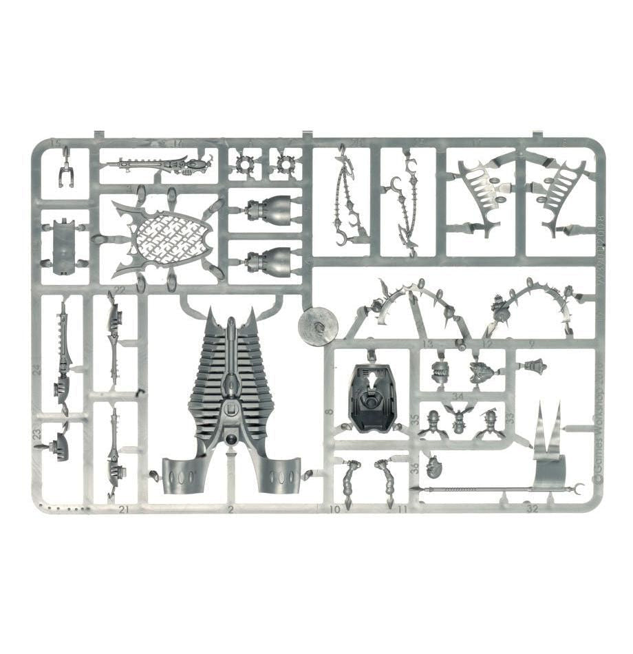 Drukhari Venom unpainted plastic sprue with canopy, stand and crew parts, frame 2 of 2