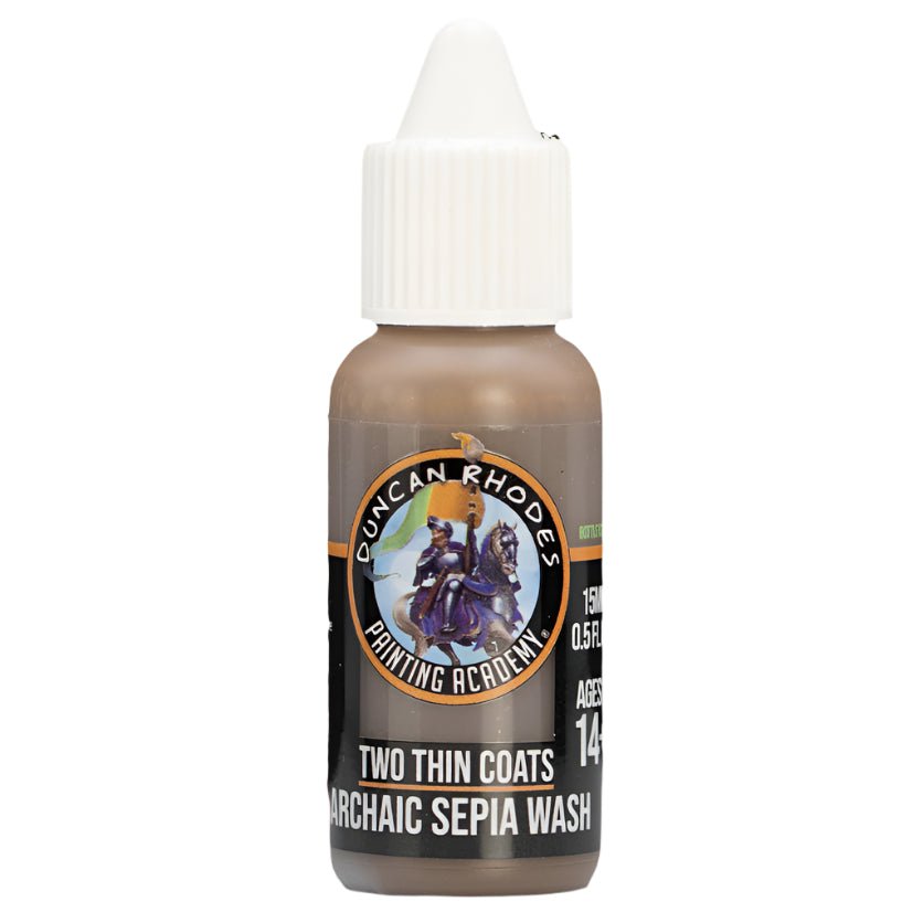 Duncan Rhodes Two Thin Coats Archaic Sepia (Wash) dropper bottle, filled with brown paint