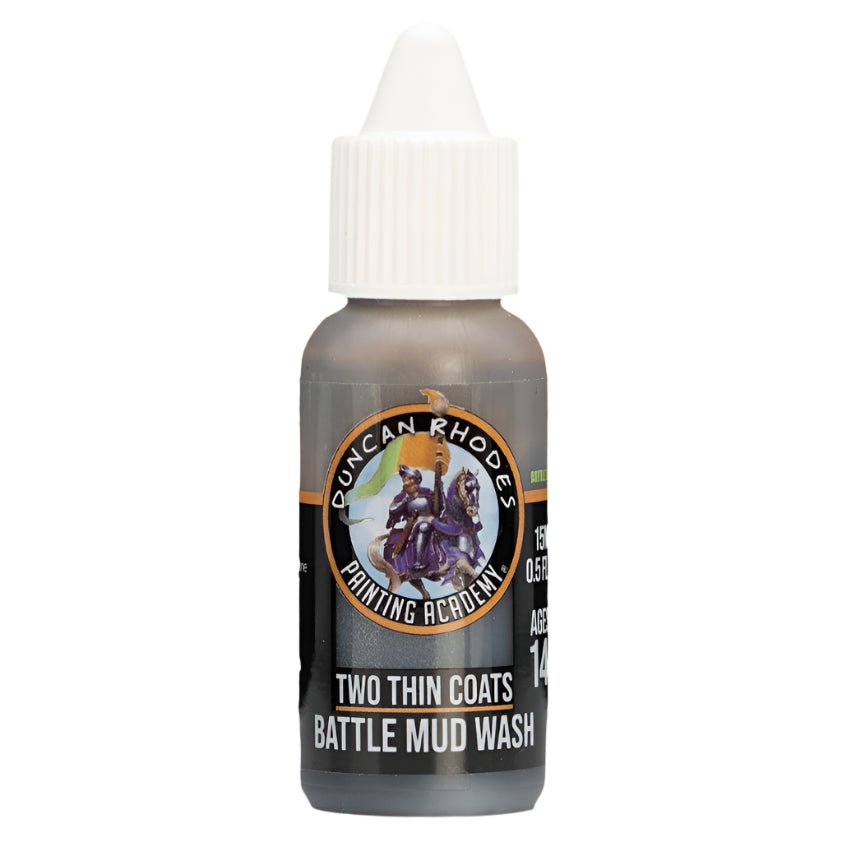 Duncan Rhodes Two Thin Coats Battle Mud Wash in a 15ml dropper bottle