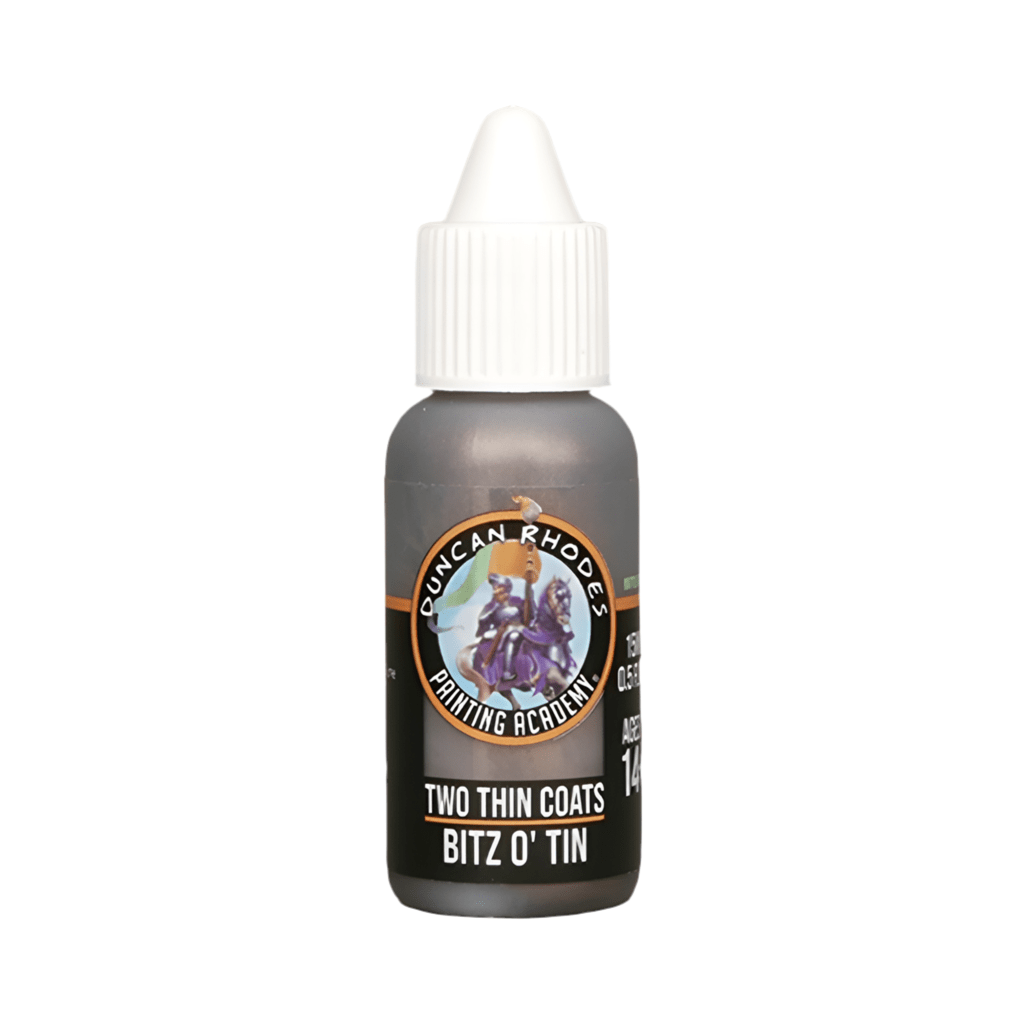 Duncan Rhodes Two Thin Coats Bitz O' Tin metallic paint in a dropper bottle