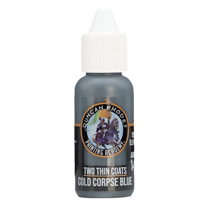 Duncan Rhodes Two Thin Coats Cold Corpse Blue (Shadow) dropper bottle, filled with blue-grey paint