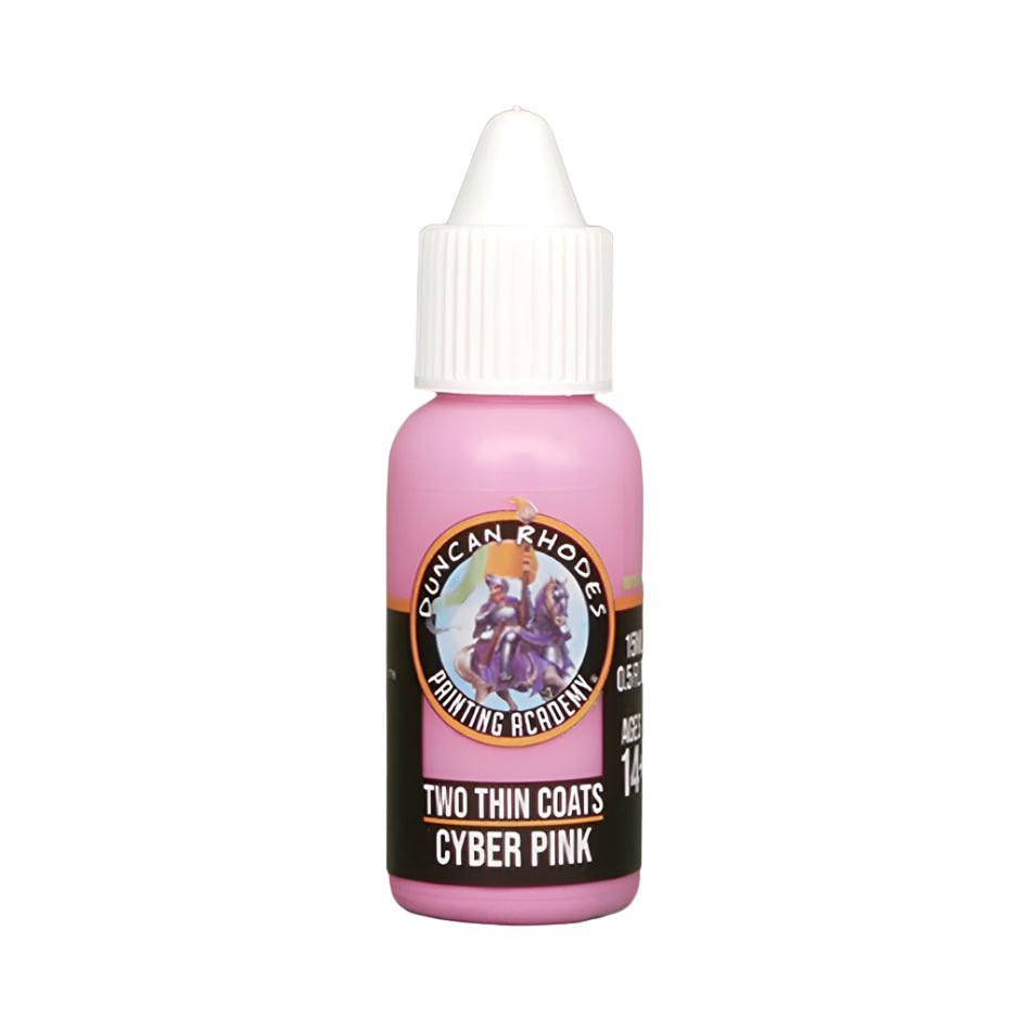 Duncan Rhodes Two Thin Coats Cyber Pink bright acrylic paint in a 15ml dropper bottle