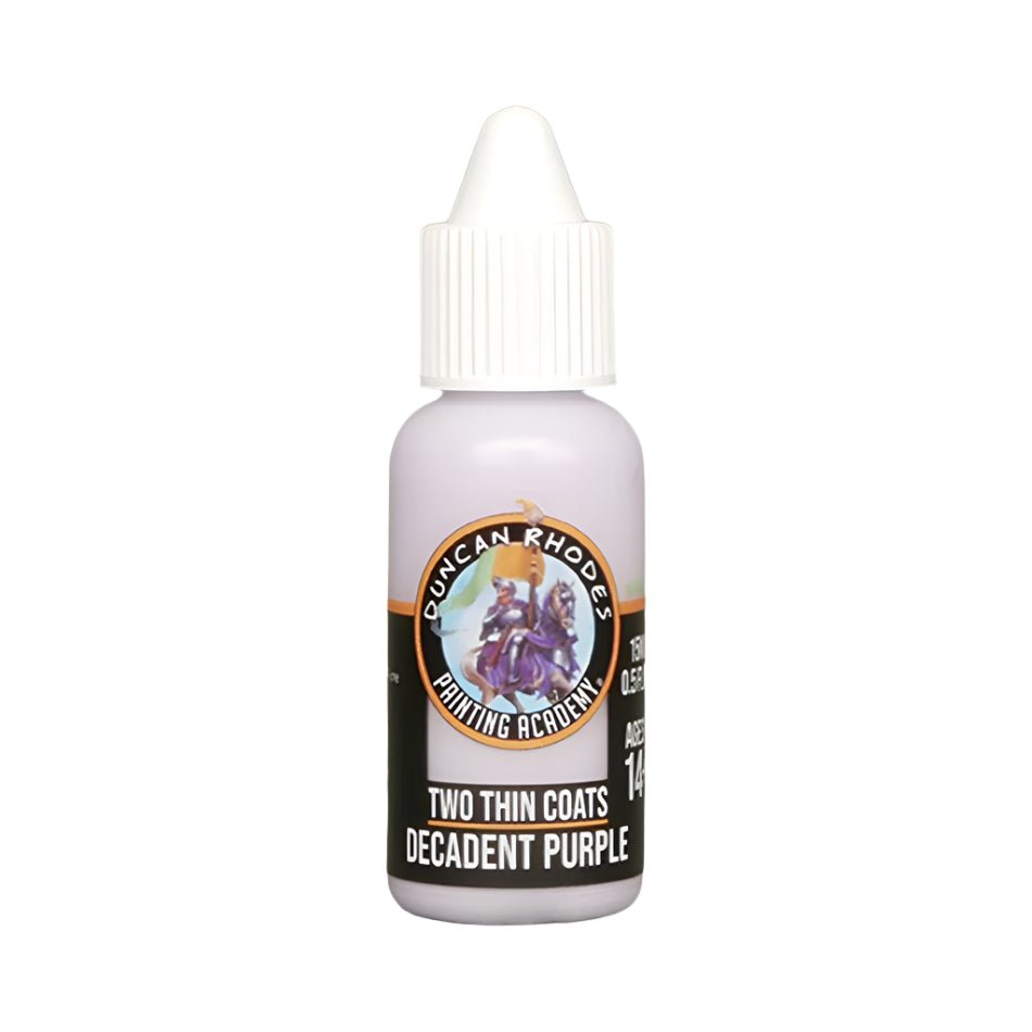 Duncan Rhodes Two Thin Coats Decadent Purple highlight acrylic paint in a 15ml dropper bottle