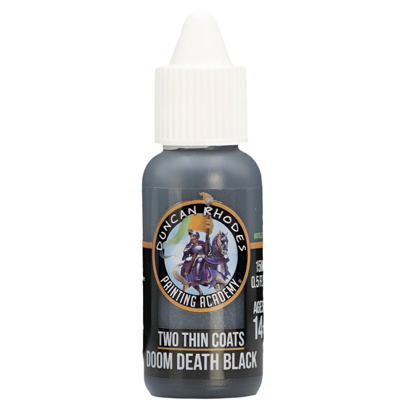 Duncan Rhodes Two Thin Coats Doom Death Black (Shadow) dropper bottle, filled with black paint
