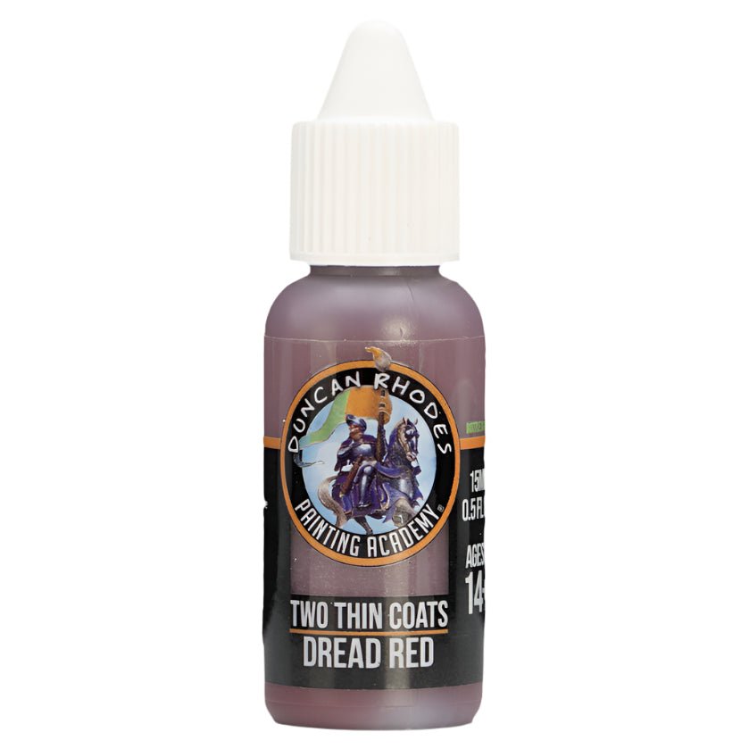 Duncan Rhodes Two Thin Coats Dread Red (Shadow) dropper bottle, filled with dark red paint