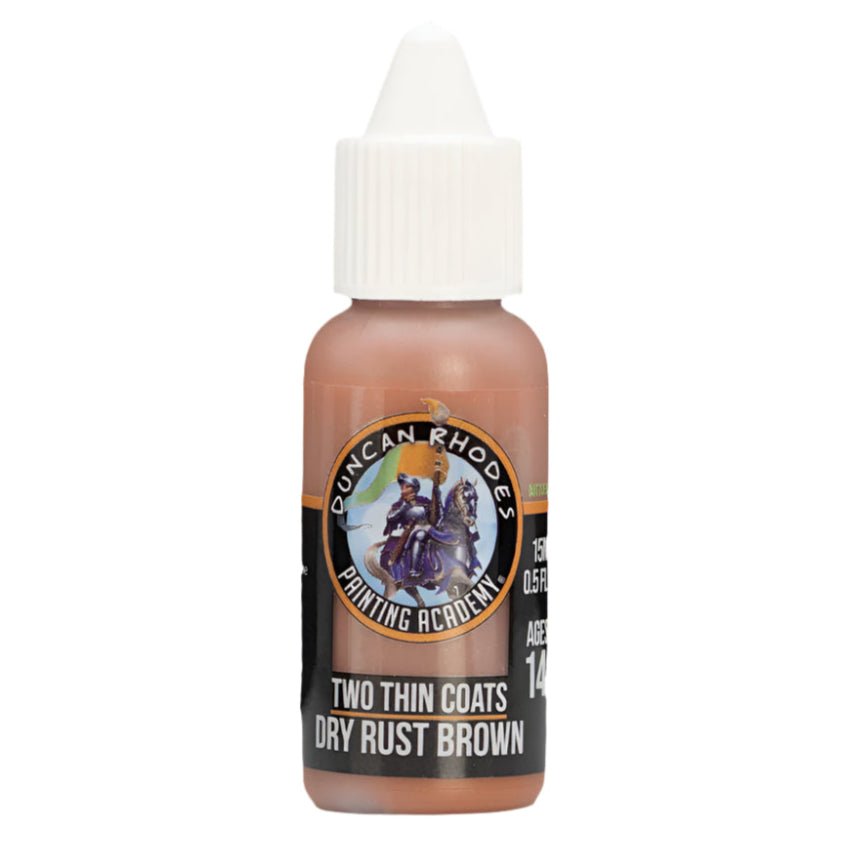 Duncan Rhodes Two Thin Coats Dry Rust Brown (Midtone) dropper bottle, filled with orange-brown paint