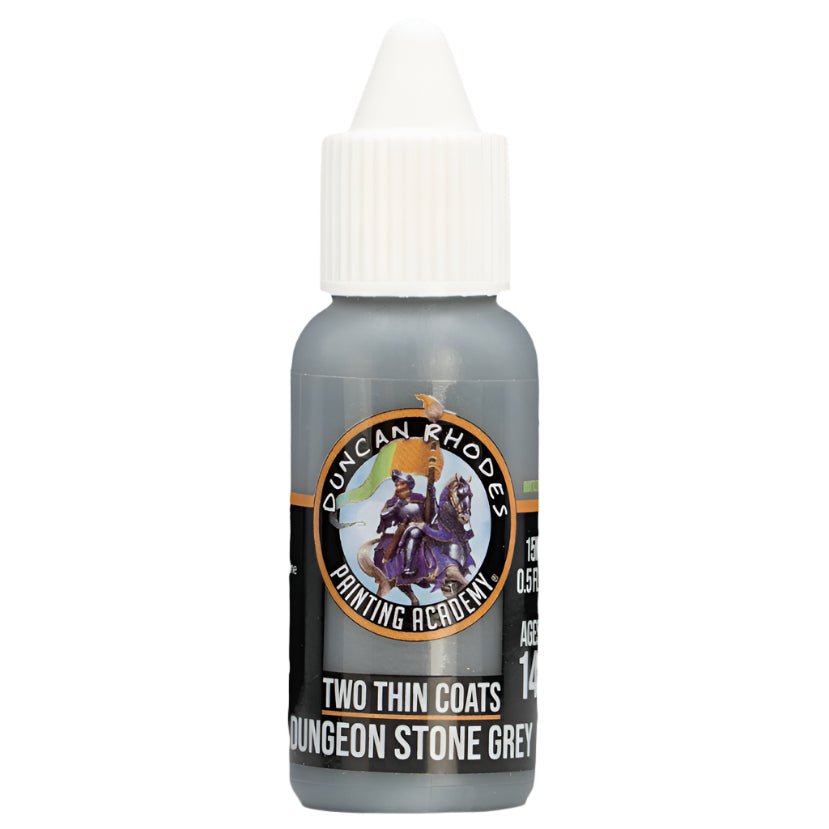 Duncan Rhodes Two Thin Coats Dungeon Stone Grey (Highlight) dropper bottle, filled with slate grey paint