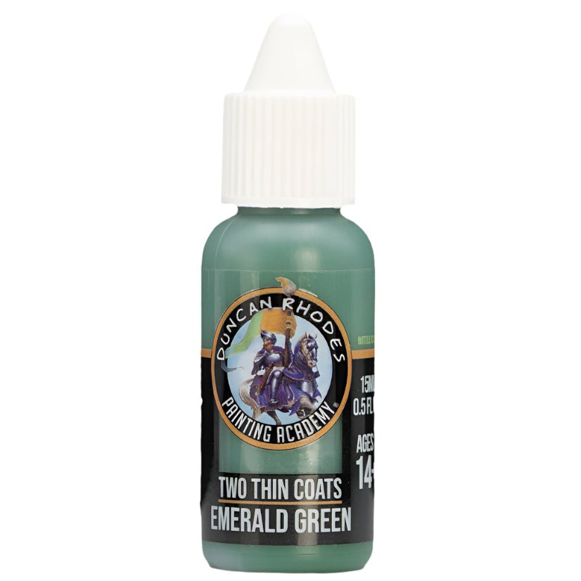 Duncan Rhodes Two Thin Coats Emerald Green Midtone paint in a 15ml dropper bottle