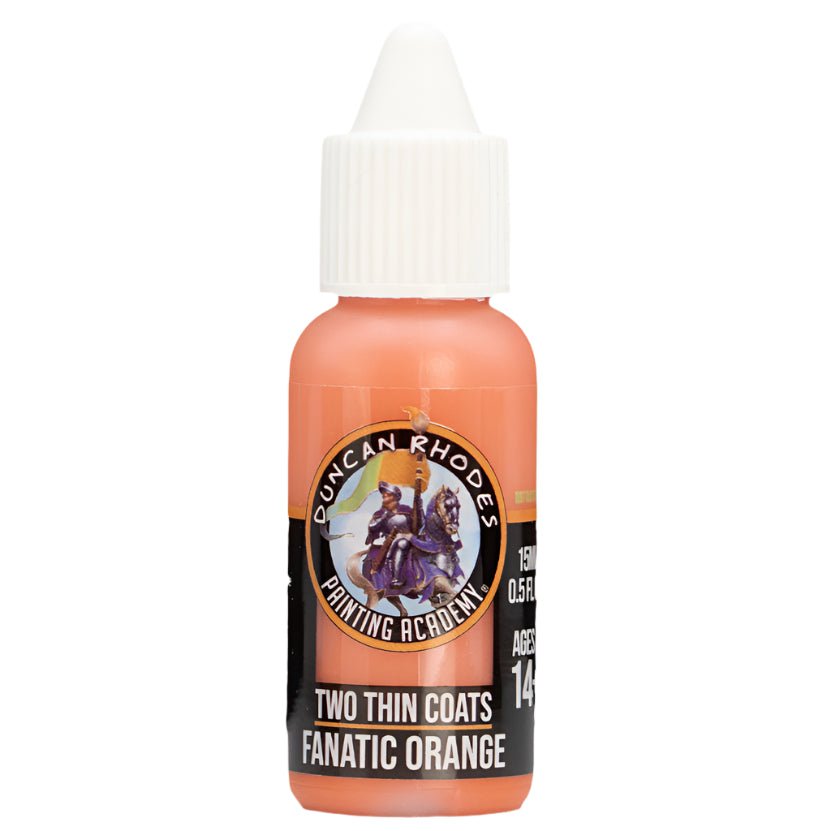 Duncan Rhodes Two Thin Coats Fanatic Orange (Midtone) dropper bottle, filled with orange paint