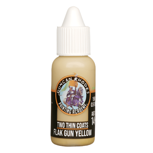 Duncan Rhodes Two Thin Coats Flak Gun Yellow midtone acrylic paint in a 15ml dropper bottle