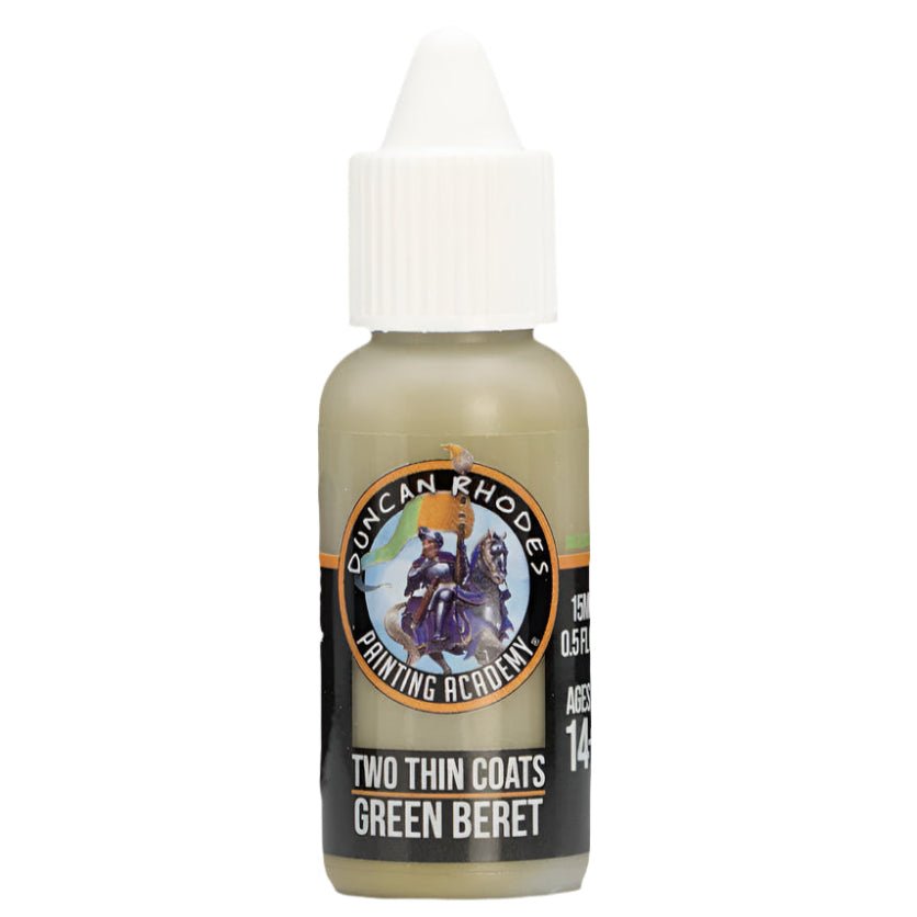 Duncan Rhodes Two Thin Coats Green Beret Highlight paint in a 15ml dropper bottle