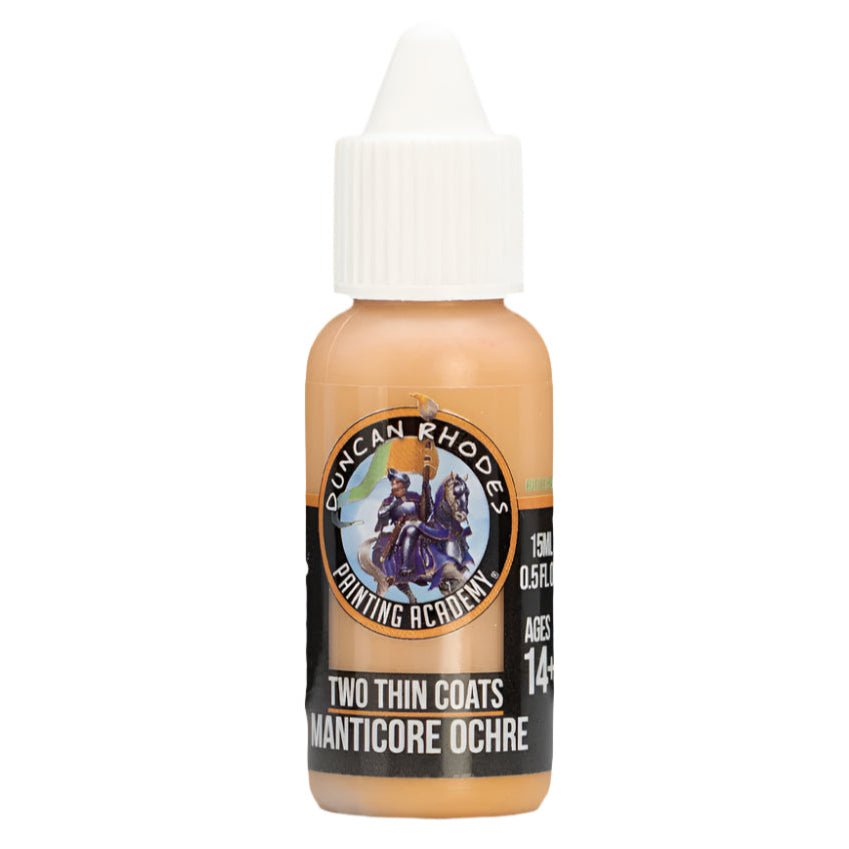 Duncan Rhodes Two Thin Coats Manticore Ochre midtone paint in a 15ml dropper bottle