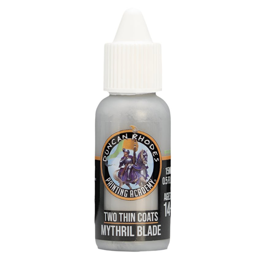 Duncan Rhodes Two Thin Coats Mythril Blade (Metallic) dropper bottle, filled with silver metallic paint